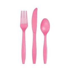 Candy Pink Premium Plastic Cutlery Set for 8