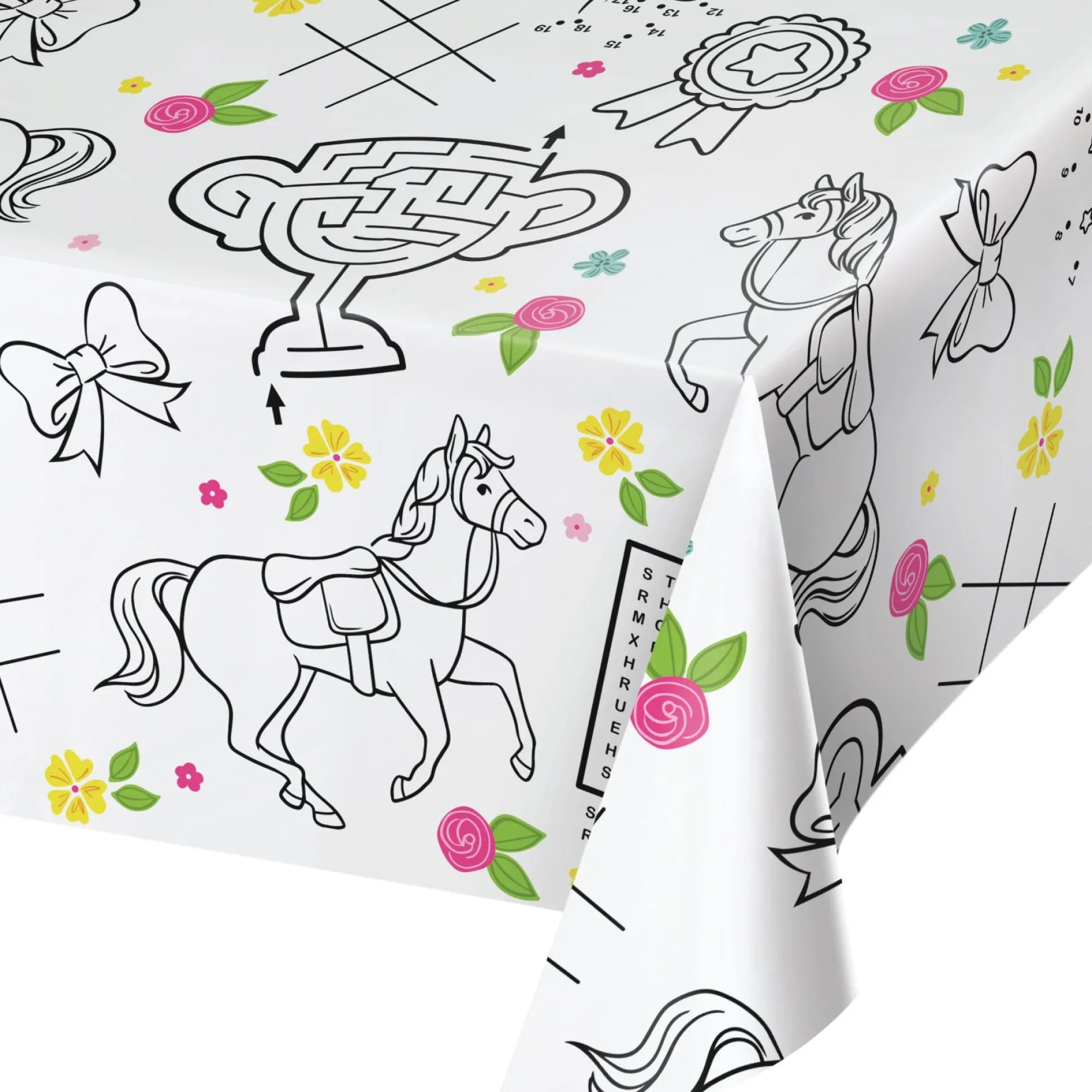 Charming Horse Paper Activity Table Cover 7ft