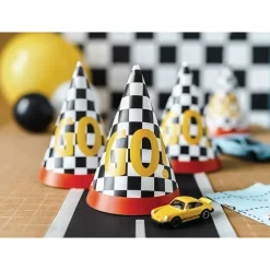 Checkered Flag Go! Race Car Party Hats 6ct