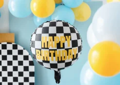 Checkered Flag Happy Birthday Foil Balloon 14in