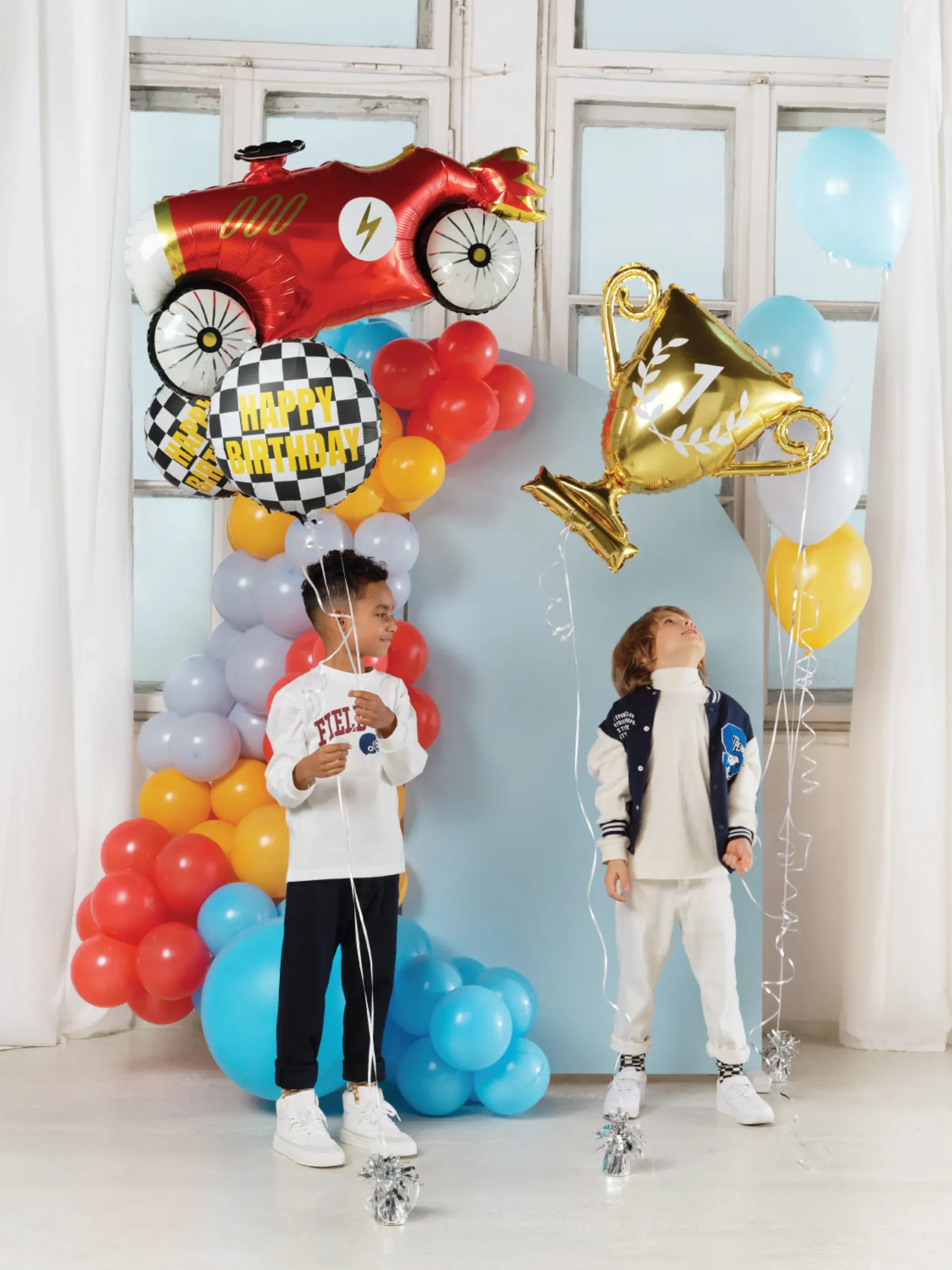 Checkered Flag Happy Birthday Foil Balloon 14in