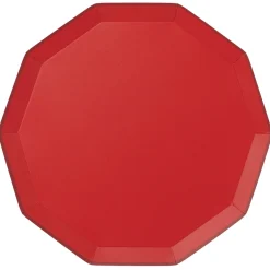 Cherry Red Decagonal Dinner Plates 8ct