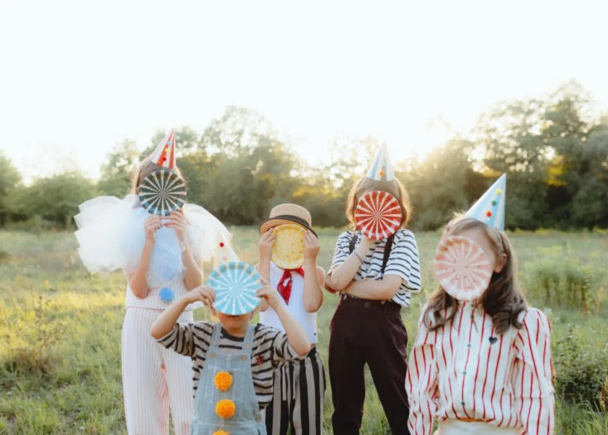 Circus Pompom Party Hats 6ct