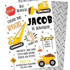 Construction Zone Birthday Party Invitation