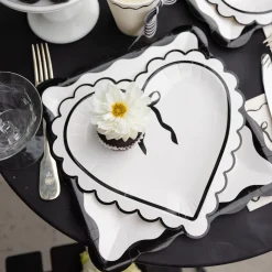 Cream & Black Ric Rac Dinner Plates 8ct