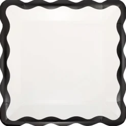 Cream & Black Ric Rac Dinner Plates 8ct