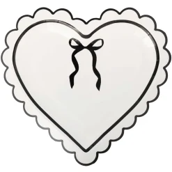 Cream & Black Scalloped Heart Lunch Plates 8ct