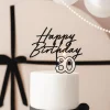 Cursive Black Happy Birthday Cake Topper