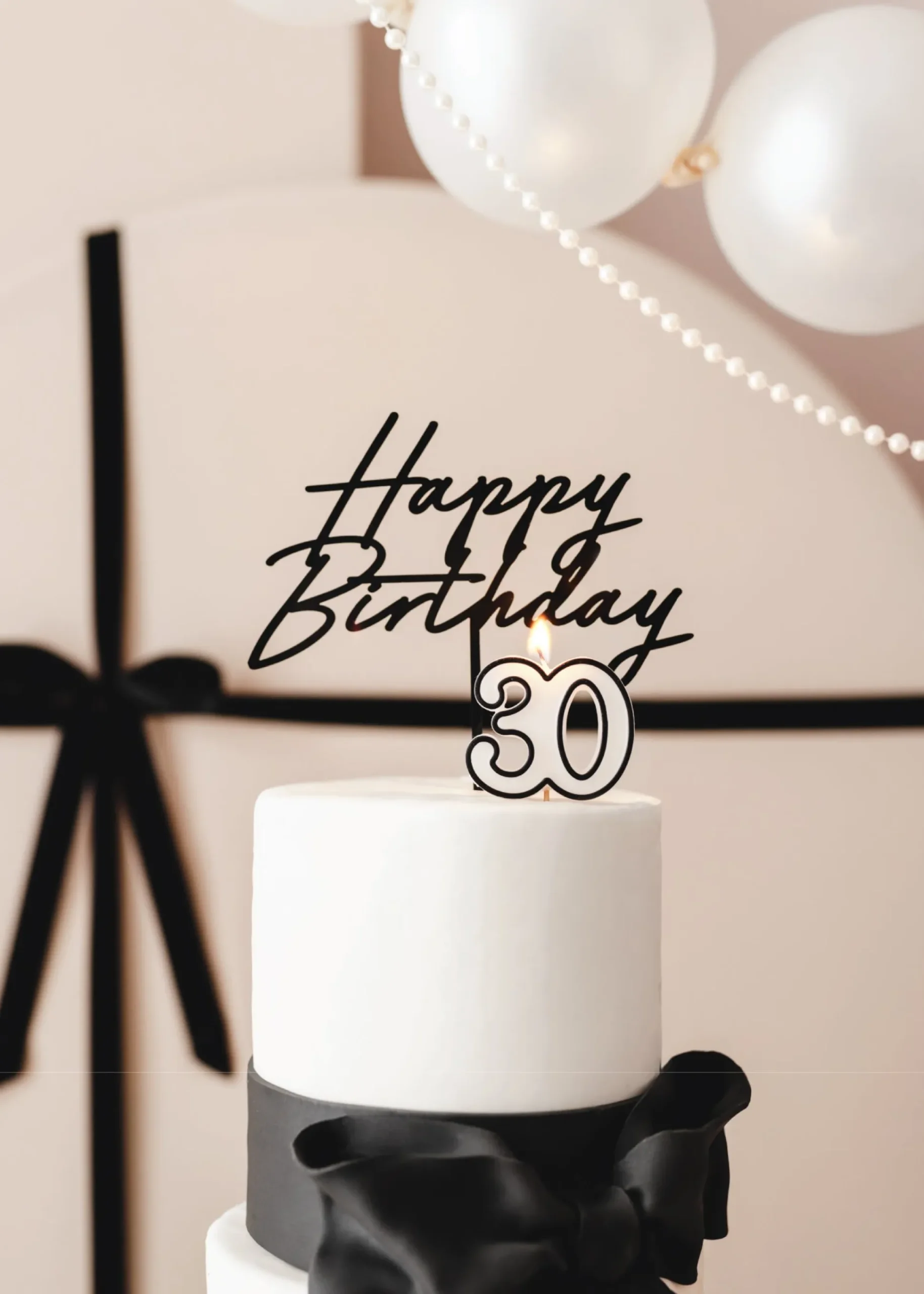 Cursive Black Happy Birthday Cake Topper