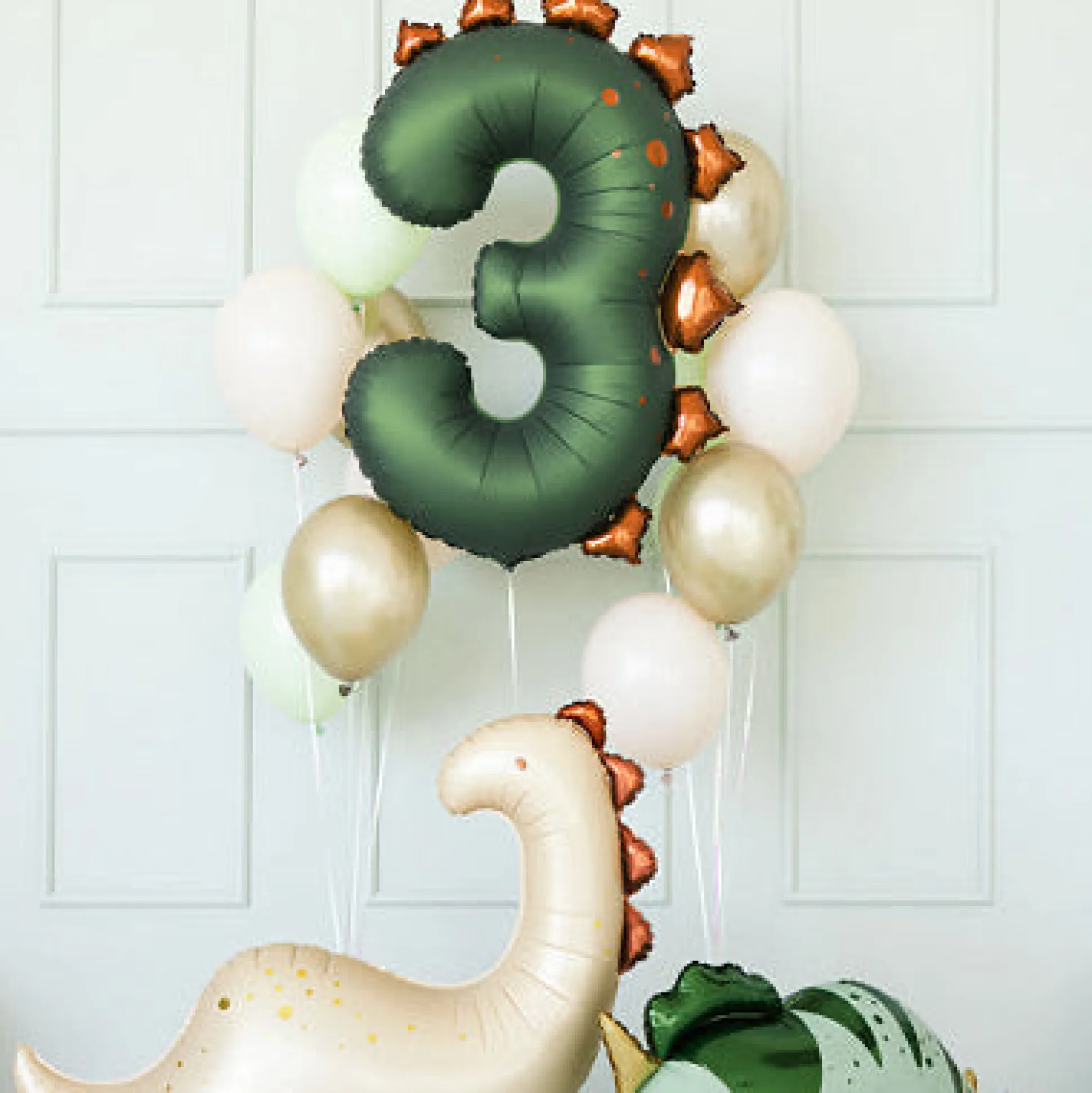 Dark Green Dinosaur Number Three Foil Balloon 36in