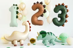 Dark Green Dinosaur Number Three Foil Balloon 36in