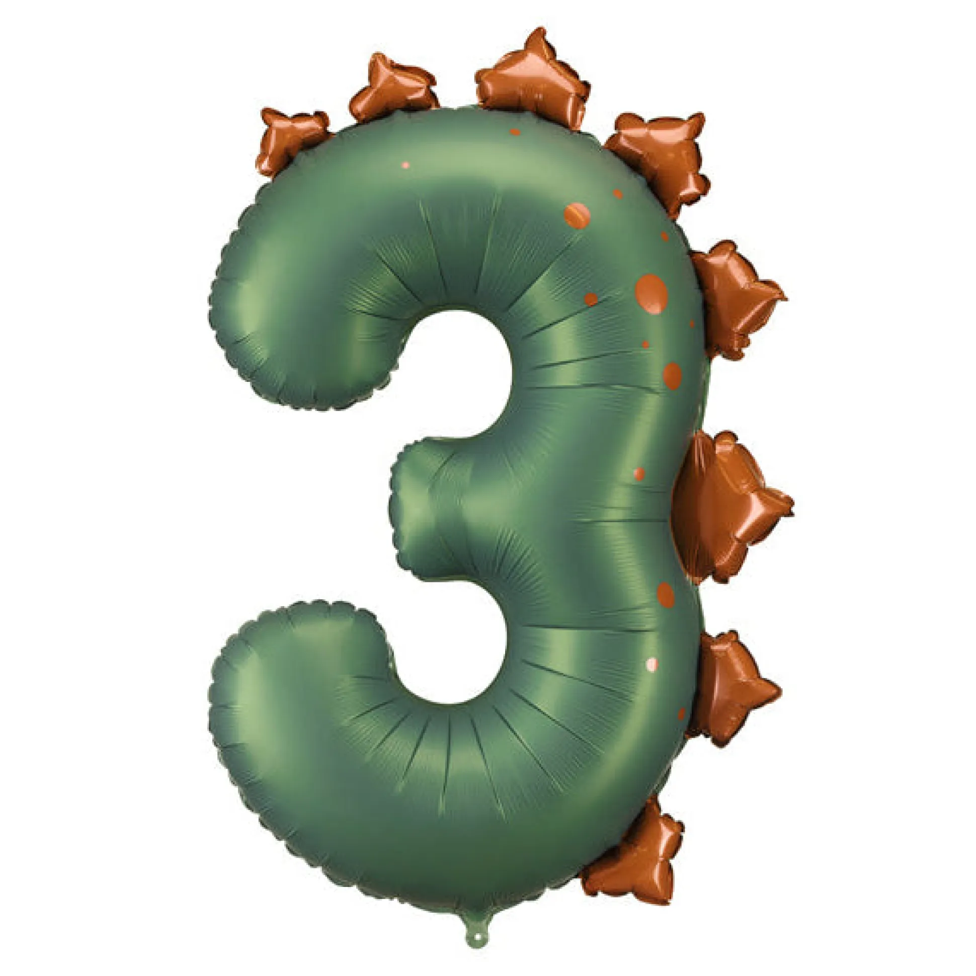 Dark Green Dinosaur Number Three Foil Balloon 36in