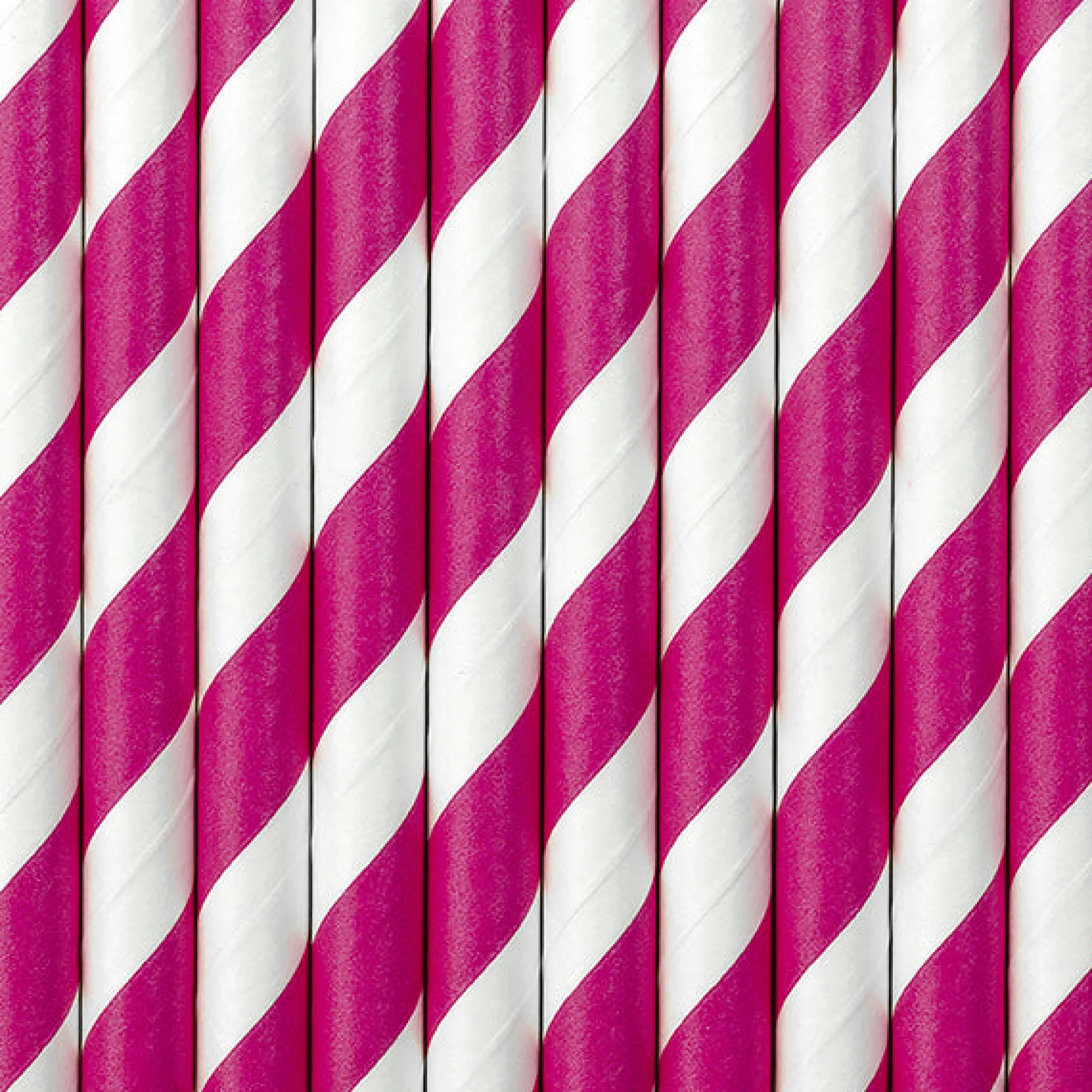Dark Pink Striped Paper Straws