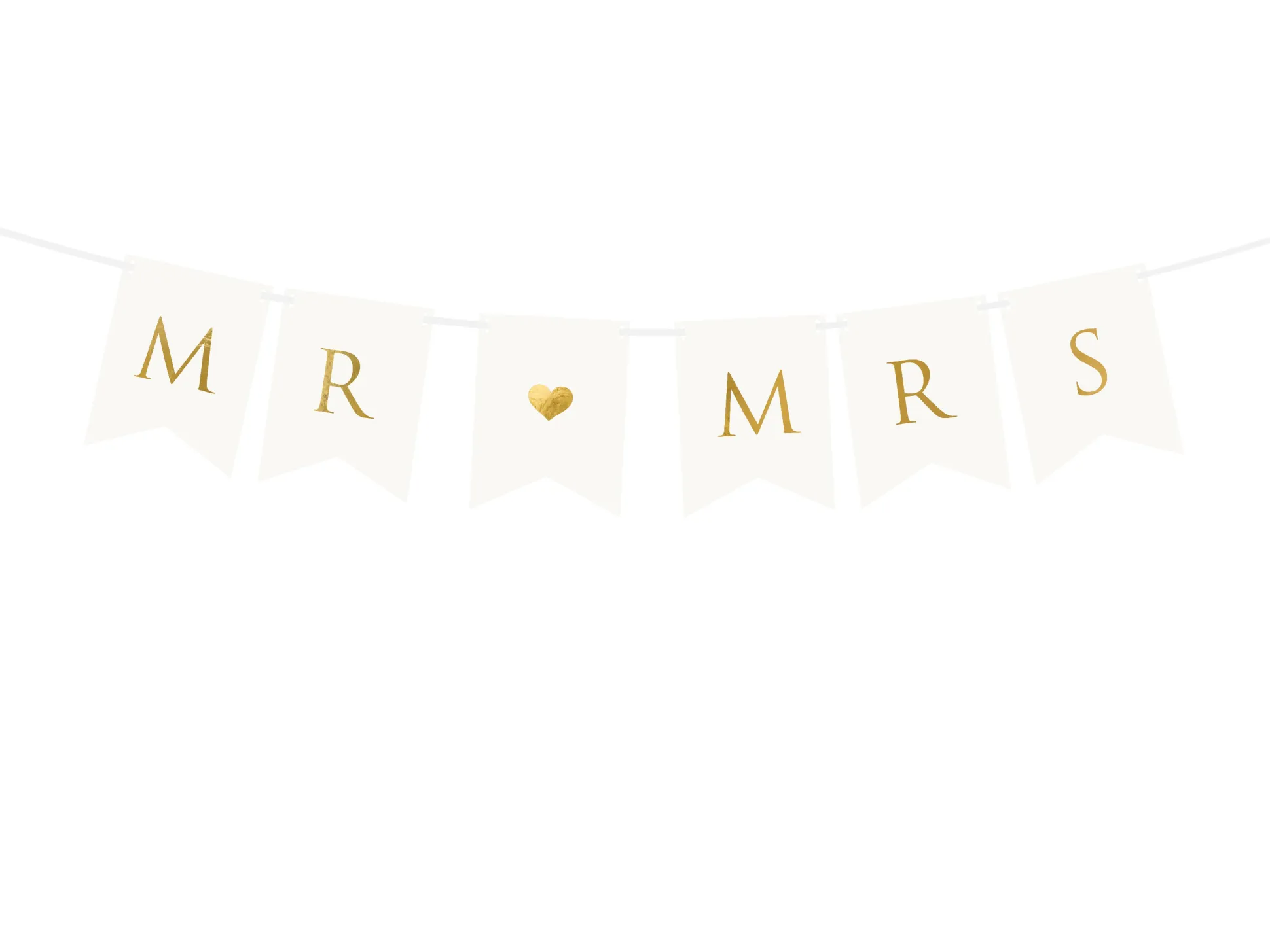 DIY White and Gold Mr. & Mrs. Pennant Banner
