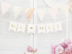 DIY White and Gold Mr. & Mrs. Pennant Banner