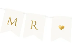 DIY White and Gold Mr. & Mrs. Pennant Banner