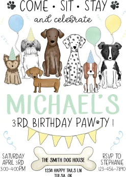 Dog Pawty Birthday Party Invitation