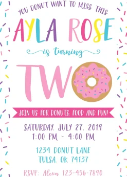 Donut Birthday Party Invitation
