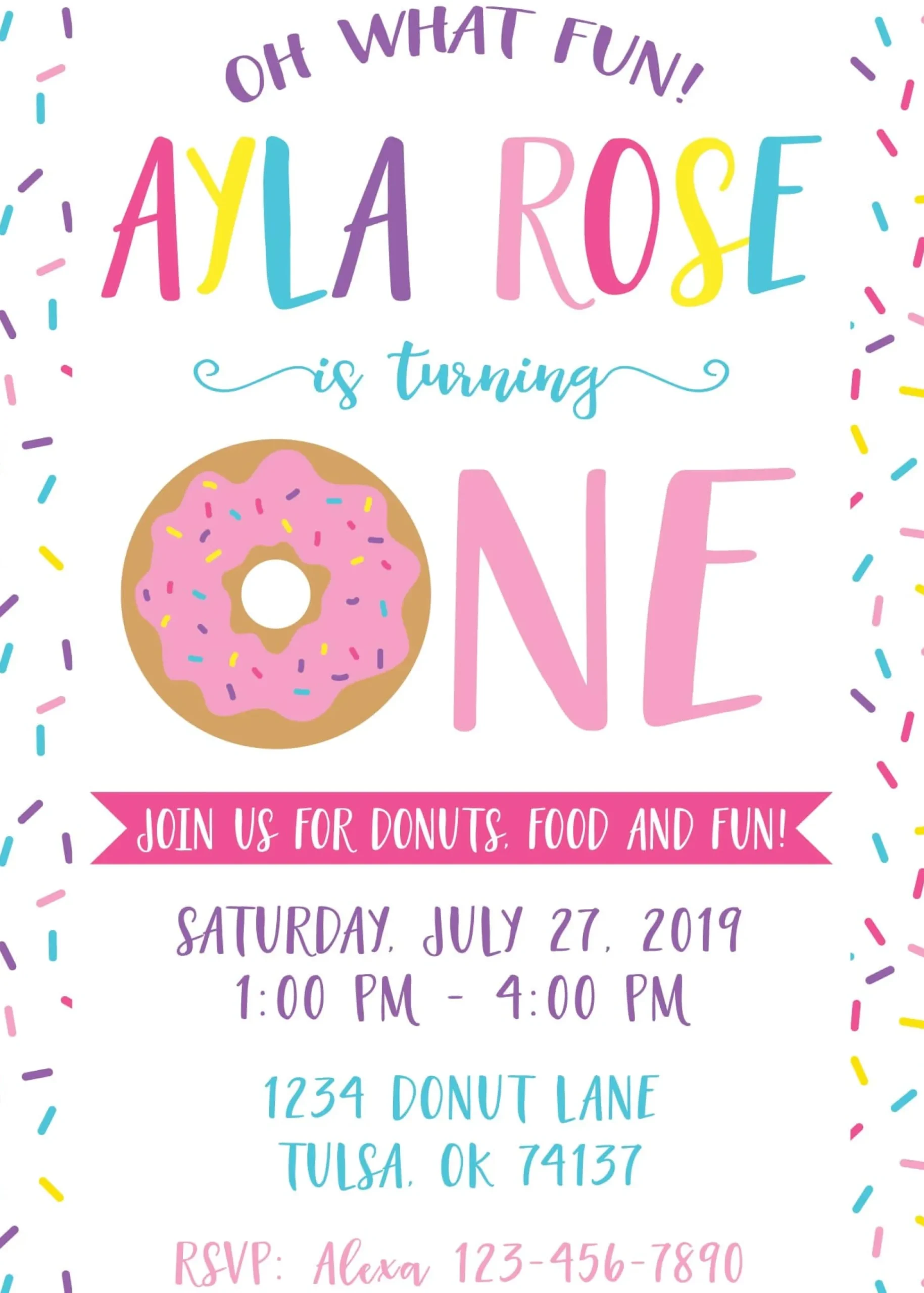 Donut Birthday Party Invitation