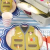 Dusty Blue Striped Table Runner 10ft