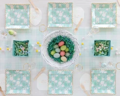 Easter Bunny Scalloped Square Lunch Plates 8ct
