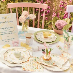 Elegant Floral Bunny Lunch Plates 8ct