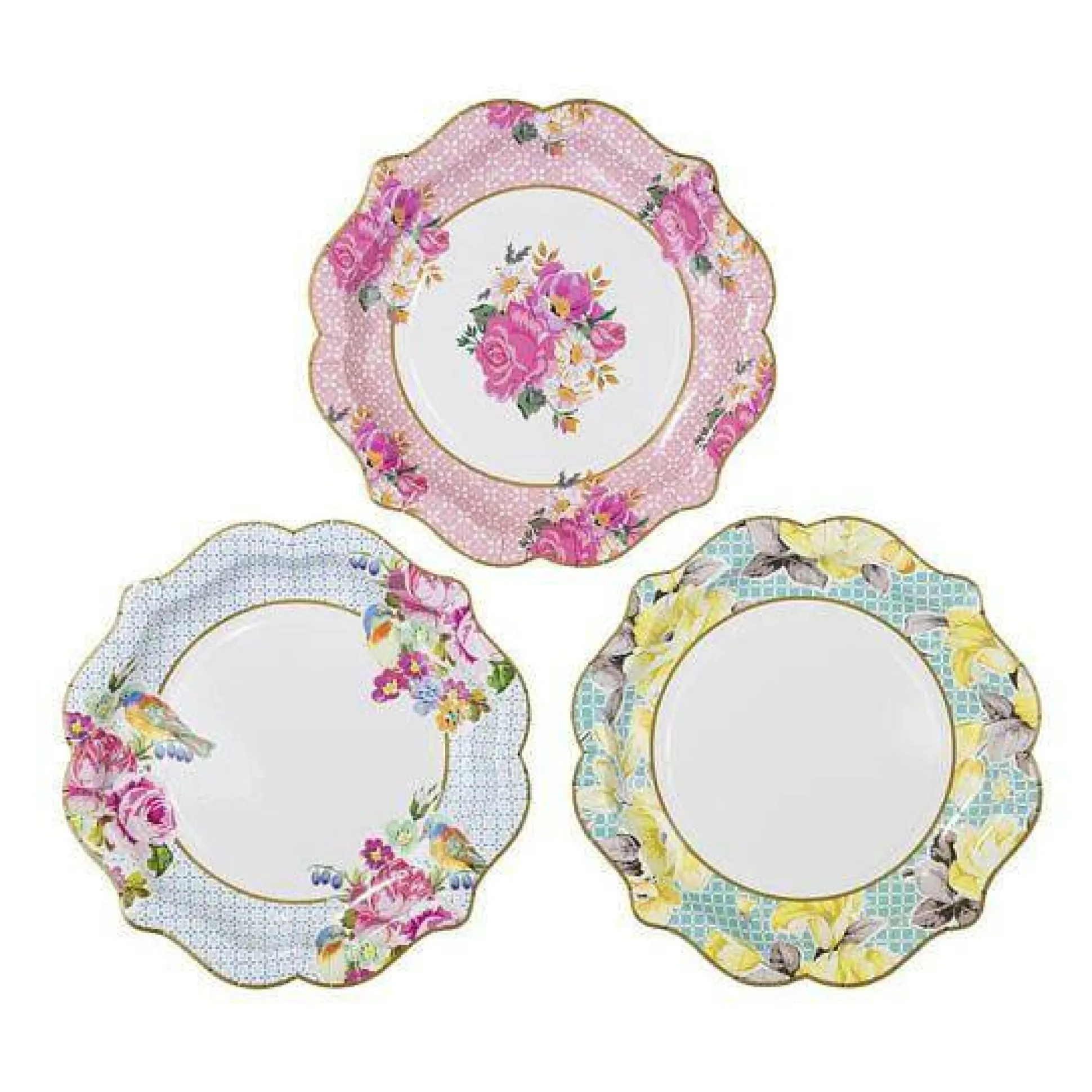 Elegant Floral Paper Plates 12ct