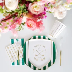 Emerald Green Cabana Striped Paper Guest Towels 20ct