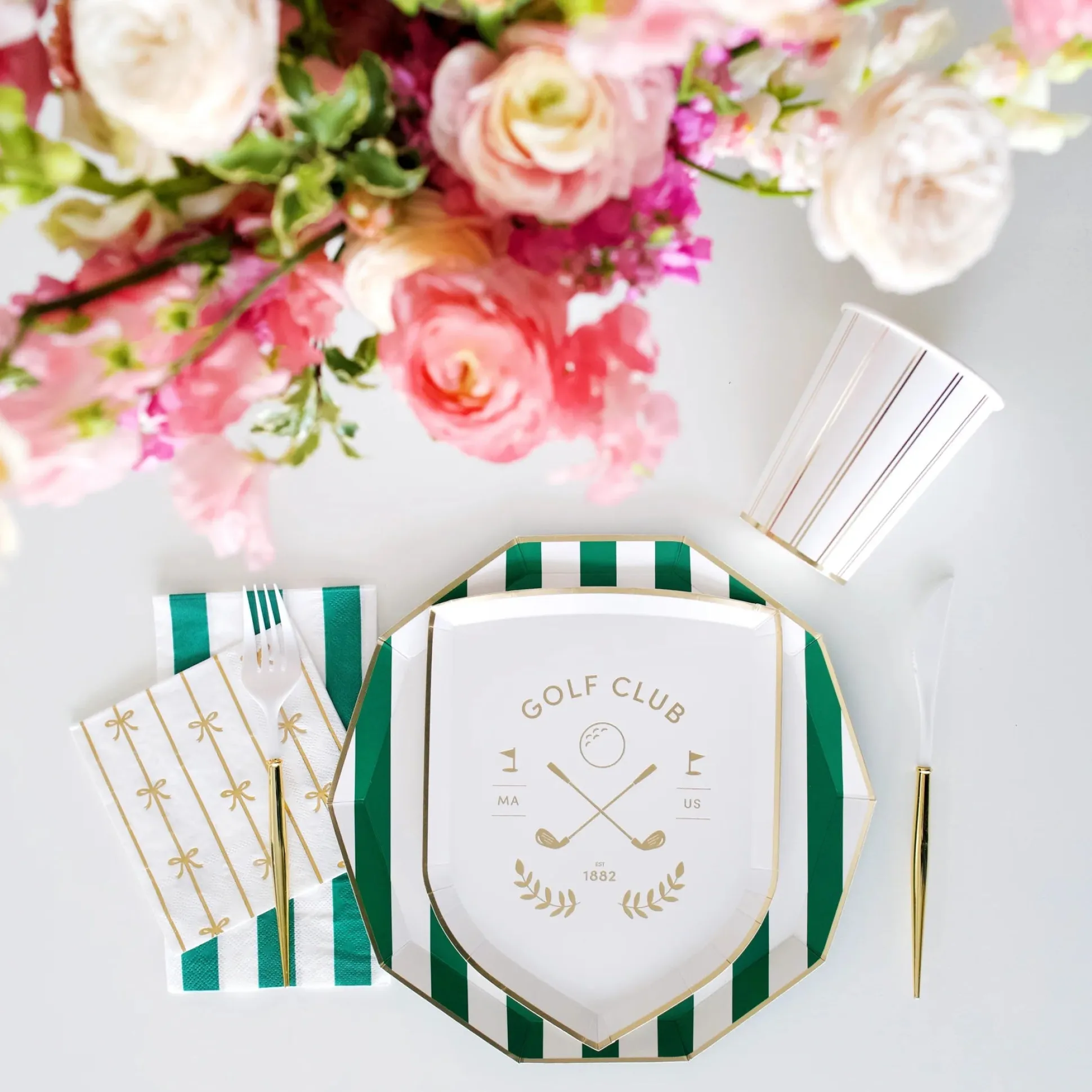 Emerald Green Cabana Striped Paper Guest Towels 20ct