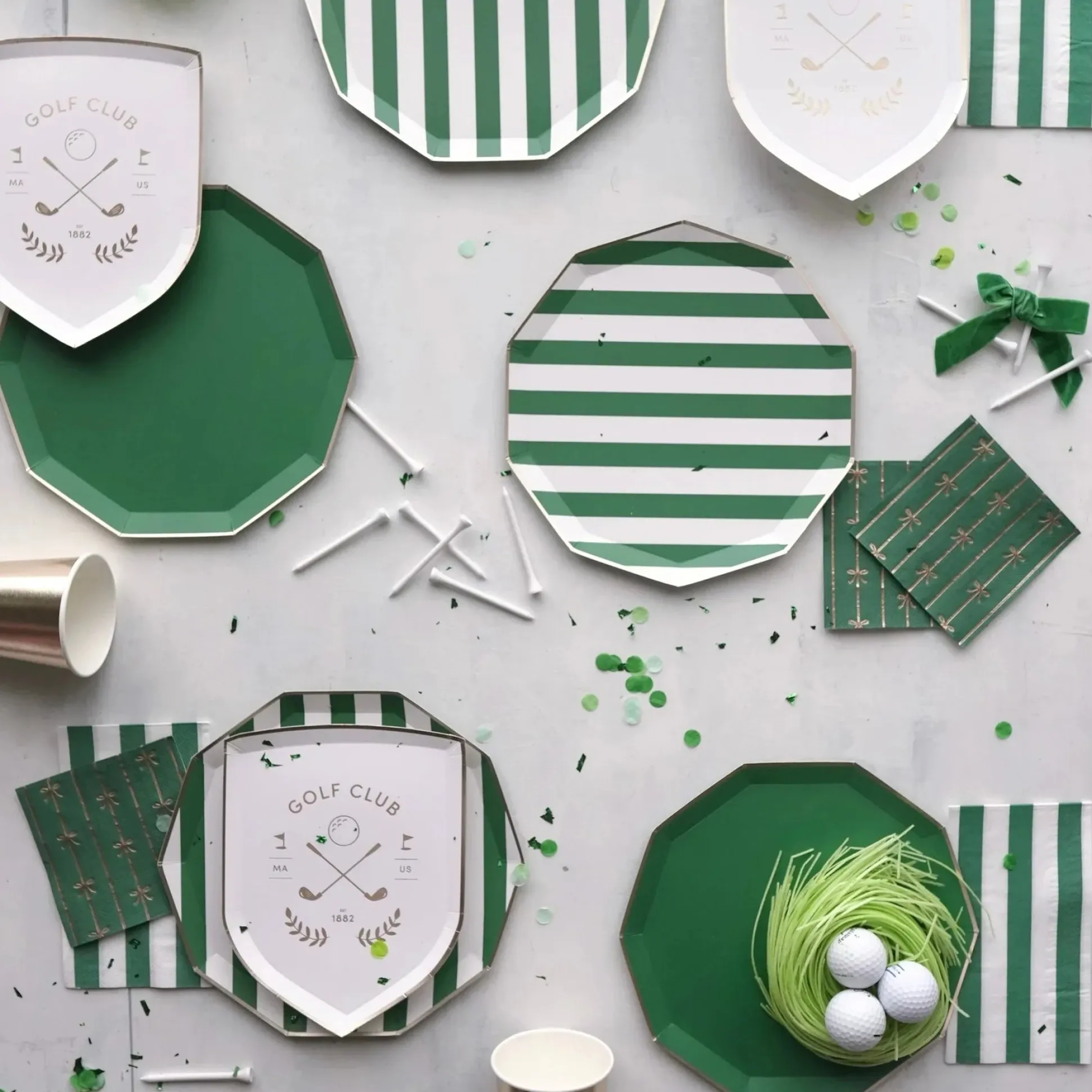Emerald Green Cabana Striped Dinner Plates 8ct