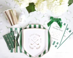 Emerald Green Cabana Striped Dinner Plates 8ct