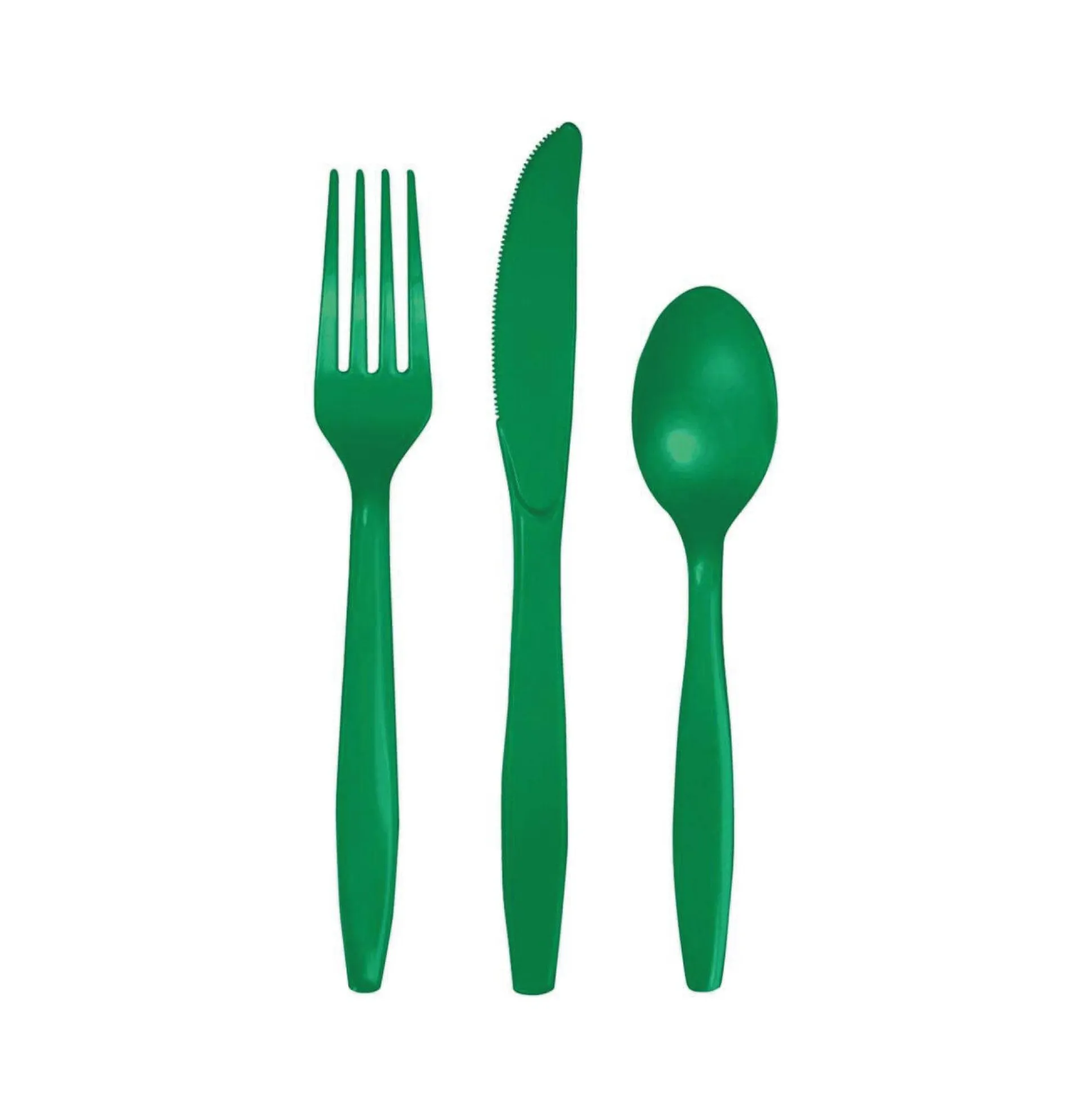 Emerald Green Premium Plastic Cutlery Set for 8