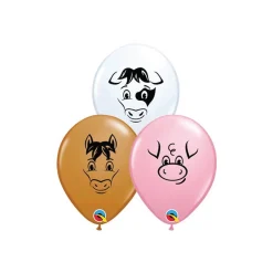 Farm Animal Face Small Latex Balloons 12ct