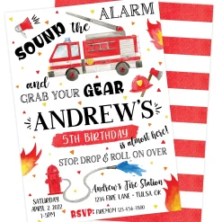Fire Truck Birthday Party Invitation