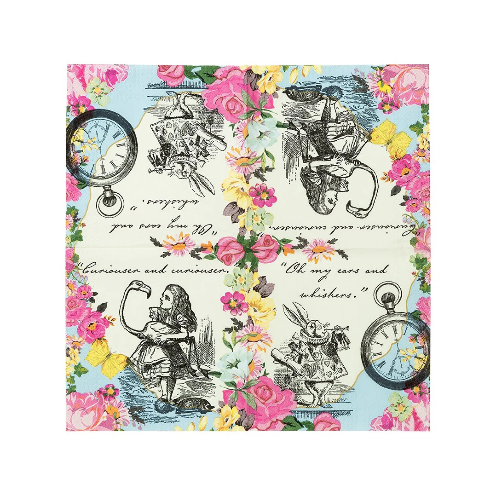 Floral Alice in Wonderland Dessert Napkins 20ct