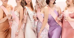 Floral Bride-to-Be & Pink Bridesmaid Sashes 6ct