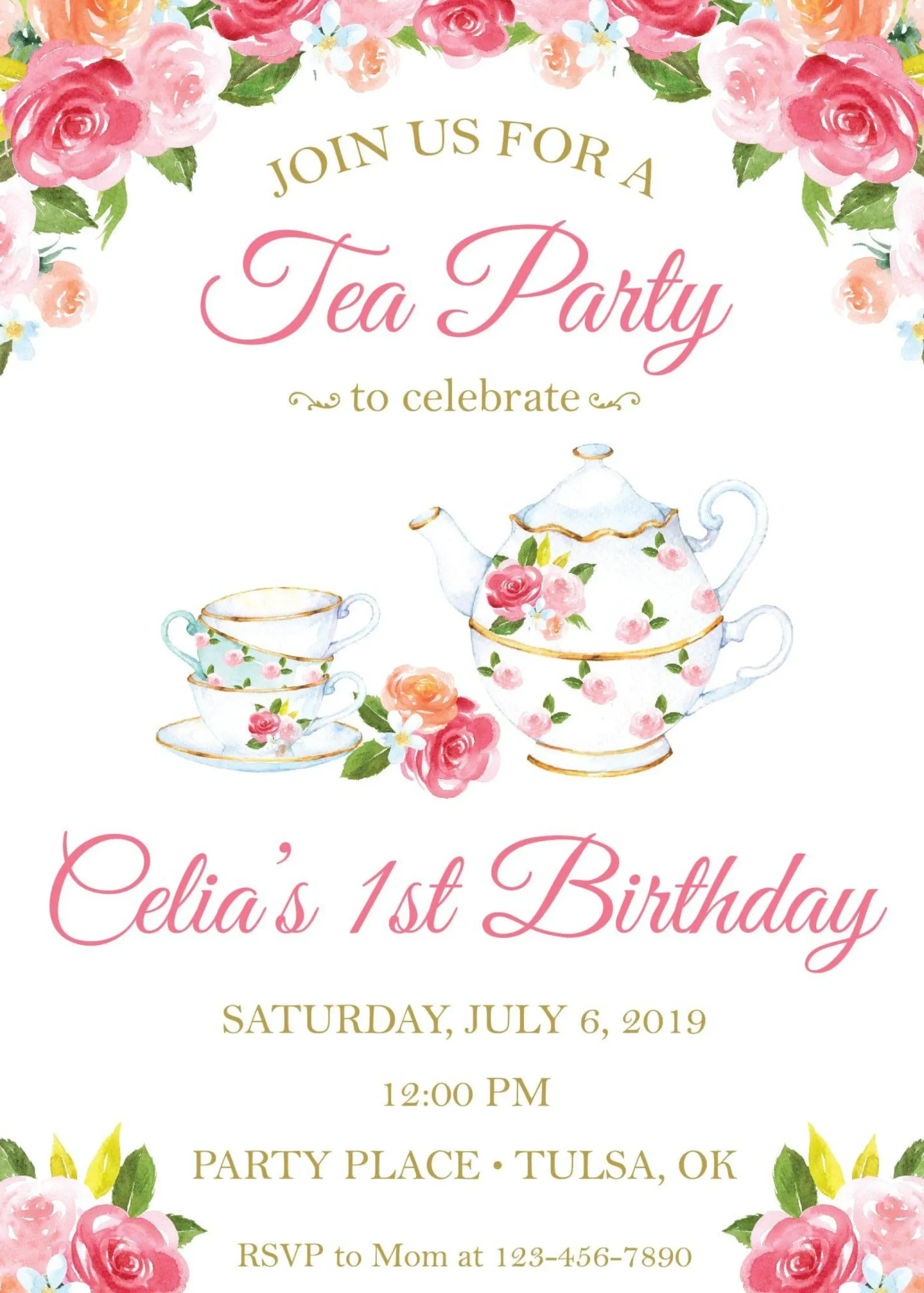 Floral Tea Party Invitation