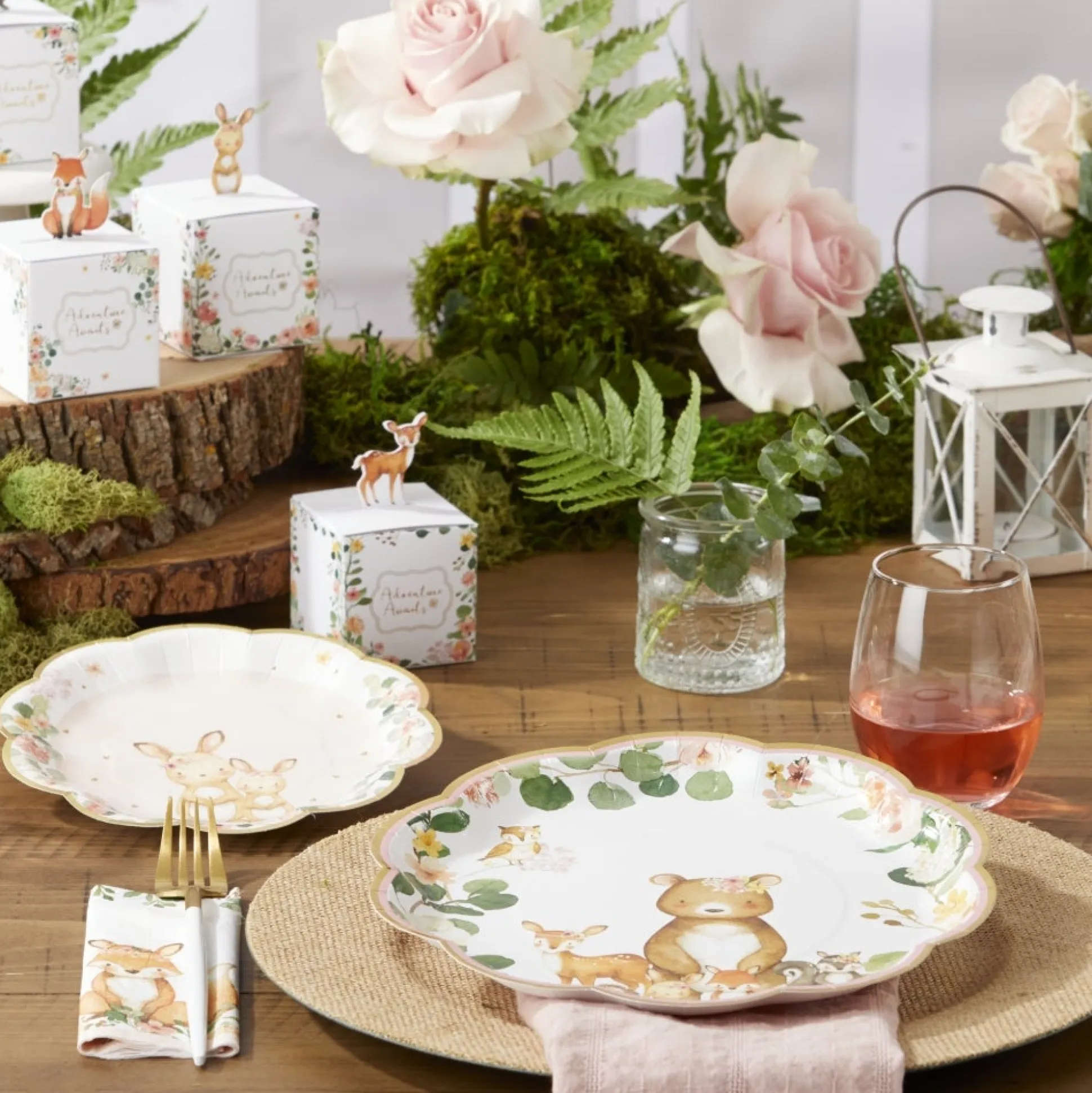 Floral Woodland Baby Favor Boxes 24ct