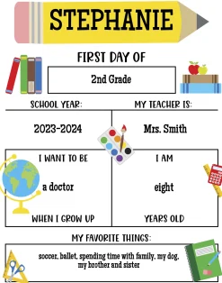 Free Printable First Day of School Photo Sign
