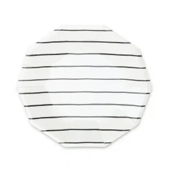Frenchie Black Striped Dessert Plates 8ct