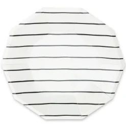 Frenchie Black Striped Lunch Plates 8ct