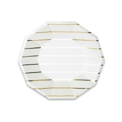 Frenchie Metallic Gold Striped Dessert Plates 8ct