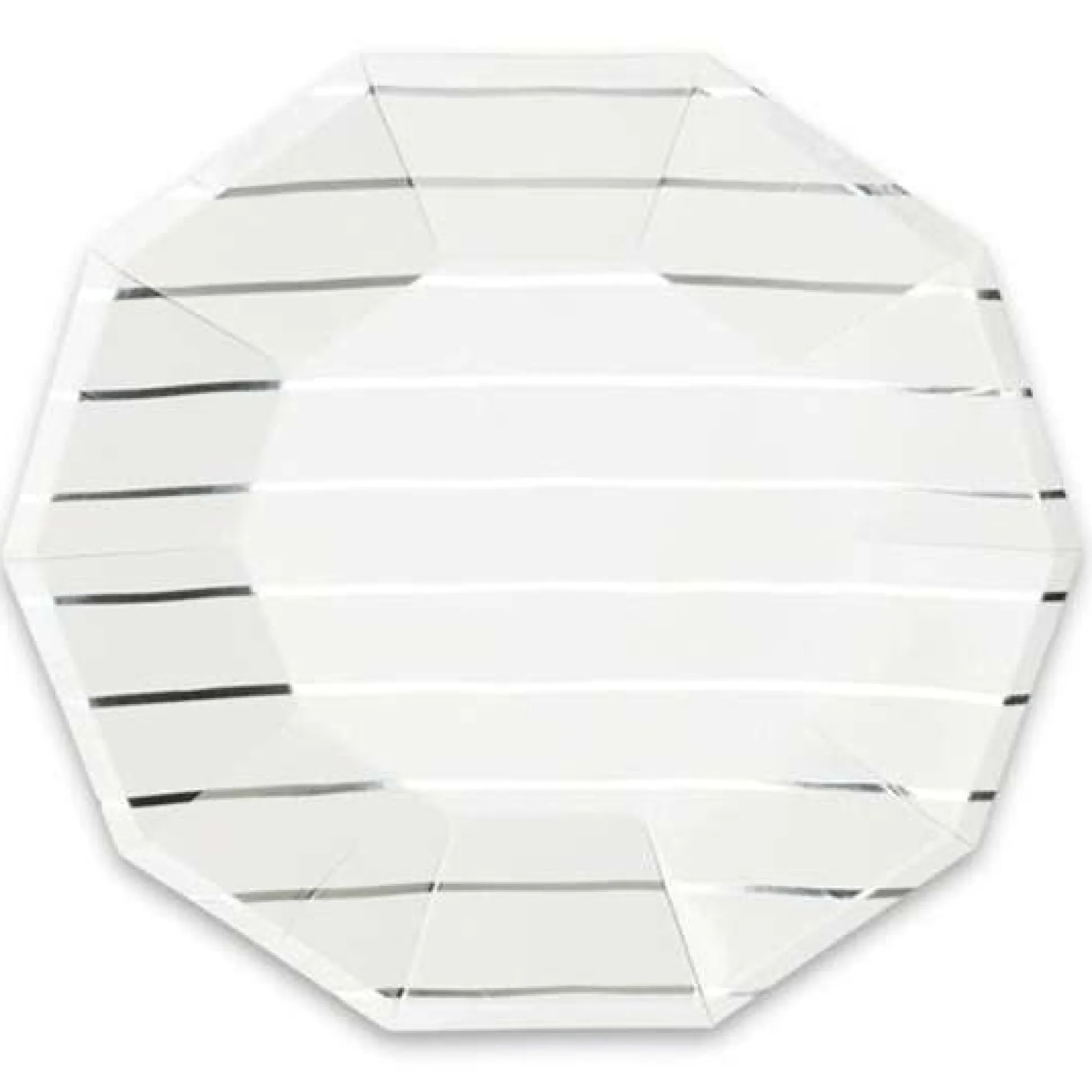 Frenchie Metallic Silver Striped Lunch Plates 8ct