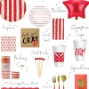 Frenchie Red Striped Lunch Plates 8ct