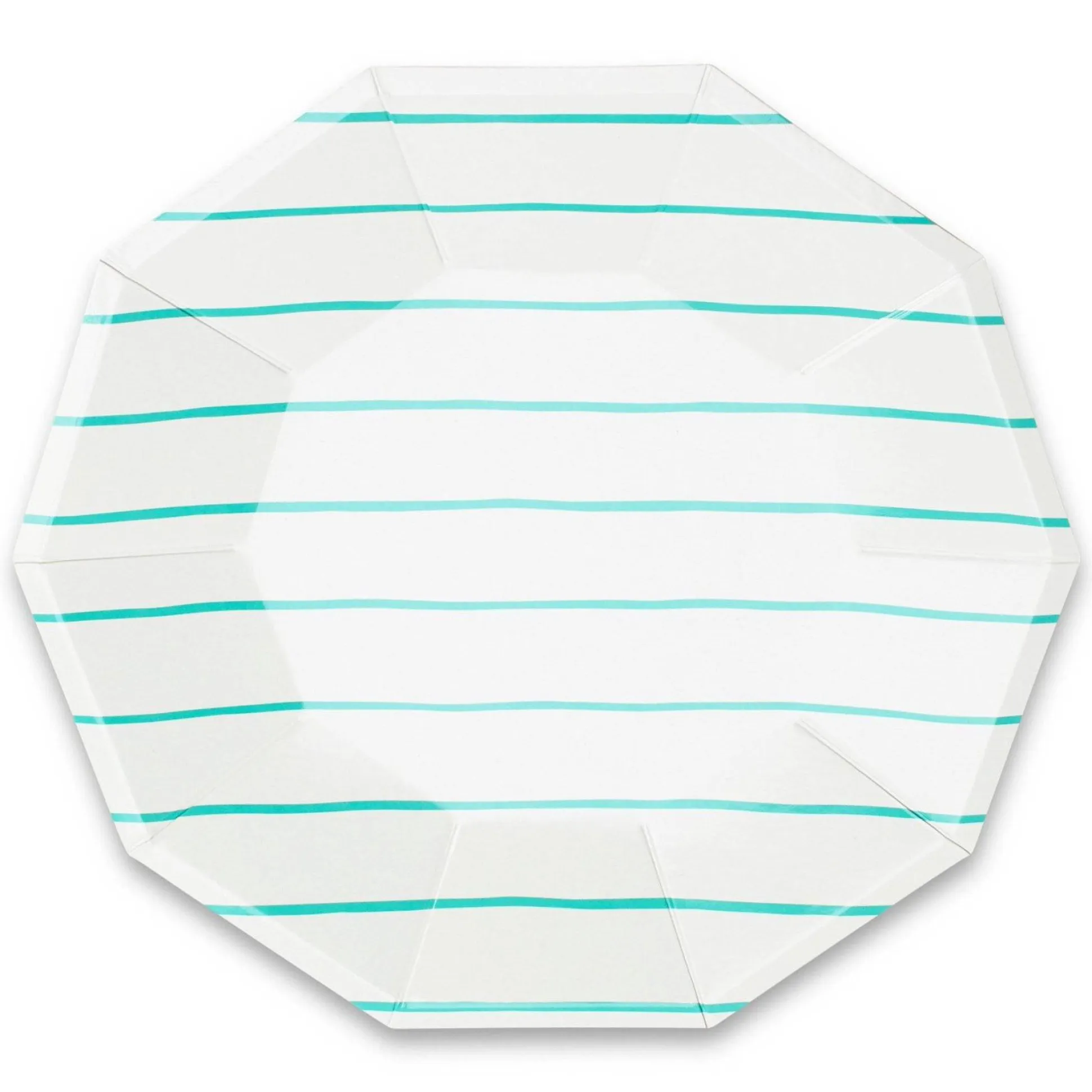 Frenchie Teal Striped Lunch Plates 8t
