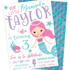 Friendly Mermaid Birthday Party Invitation