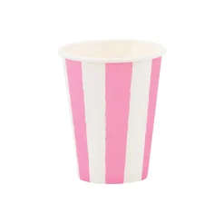 Fuchsia Pink Striped Paper Cups 8ct