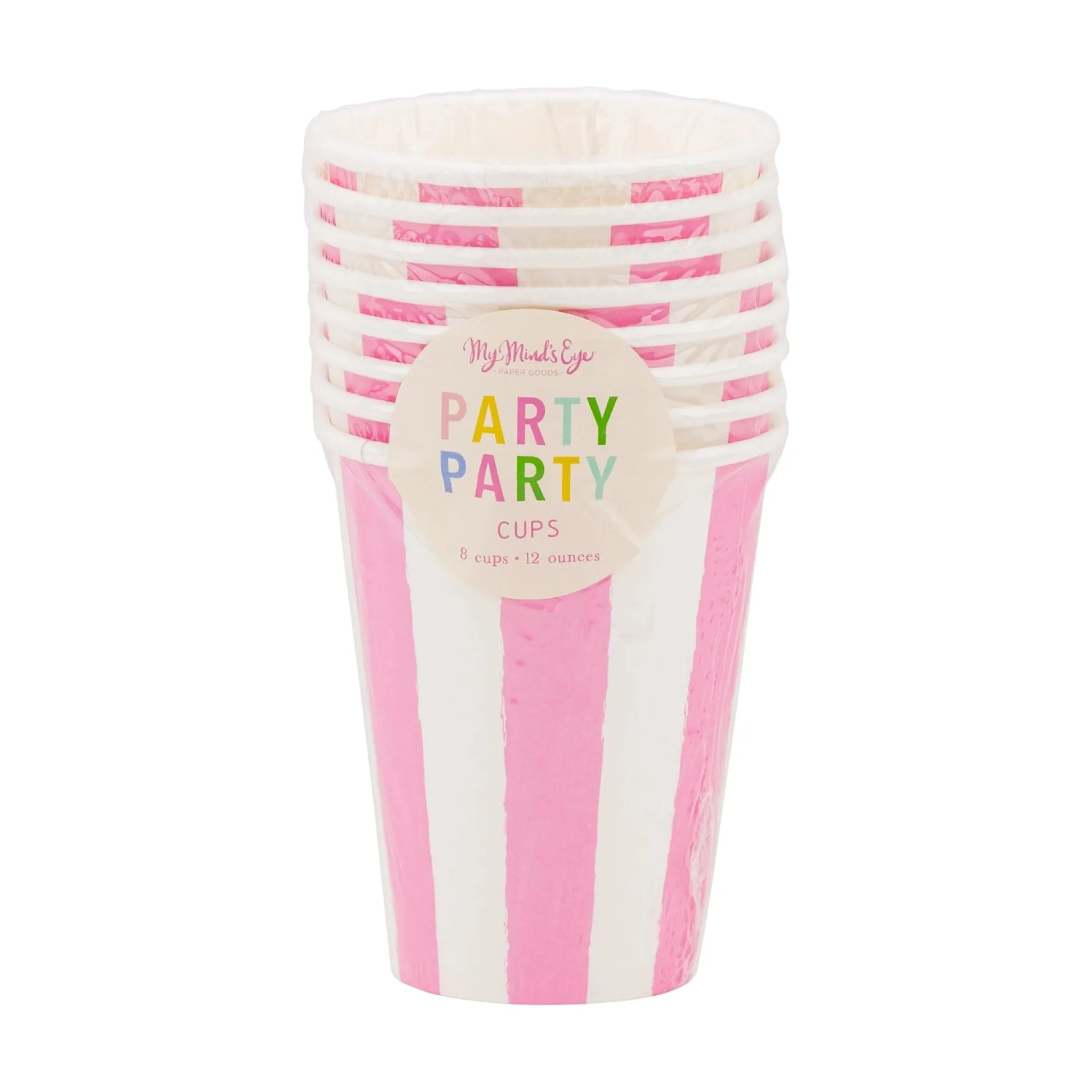 Fuchsia Pink Striped Paper Cups 8ct