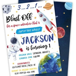 Galaxy Space Birthday Party Invitation