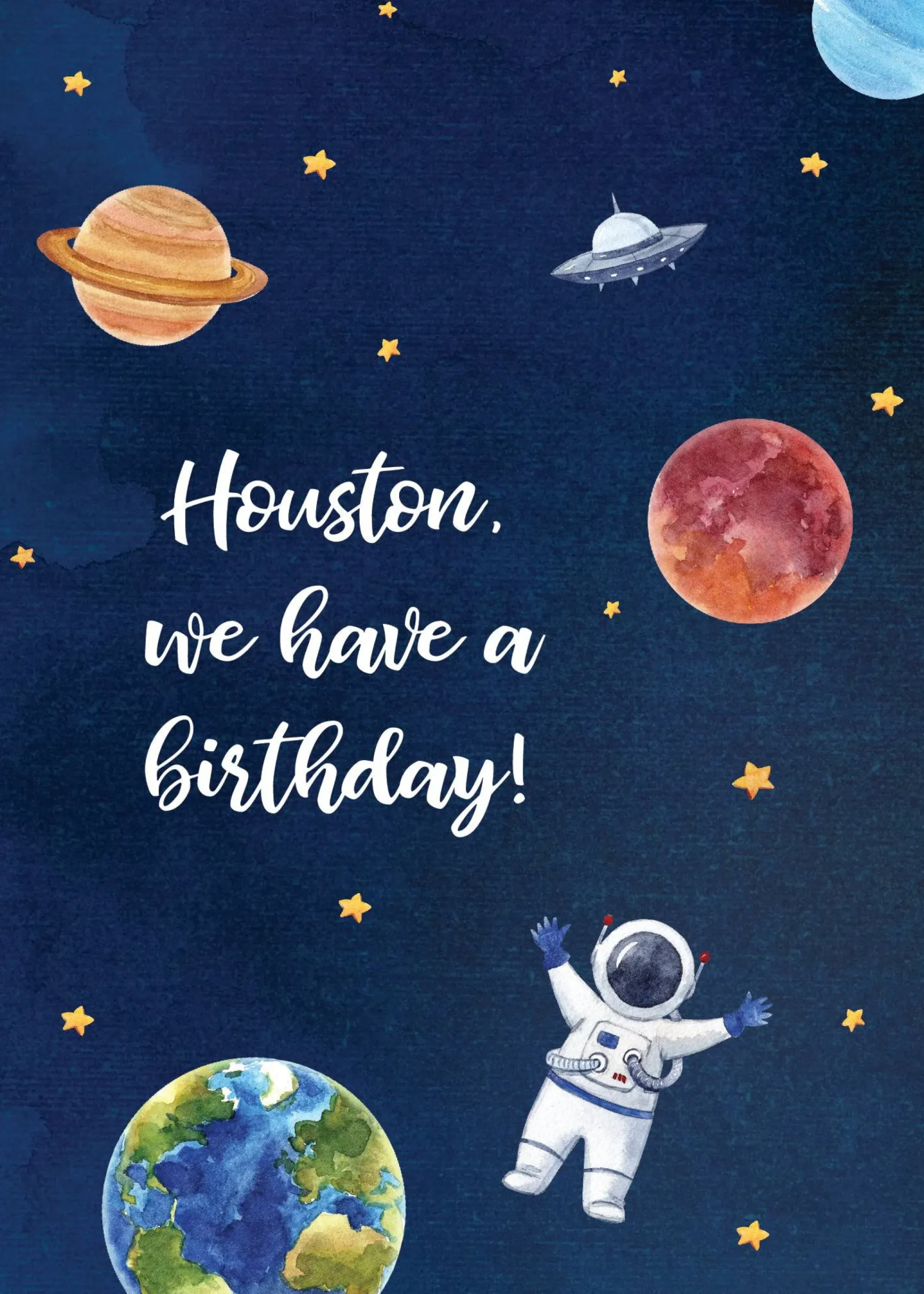 Galaxy Space Birthday Party Invitation